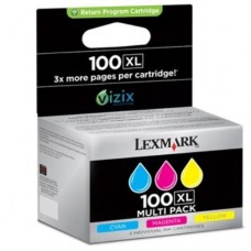 Lexmark origjinale Multipack ngjyrë e kaltër / ngjyrë magenta / ngjyrë e verdhë 14N0850 100 XL rreth 600 faqe, konfeksion tresh, UV