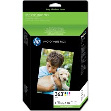HP Value Pack ngjyrë e zezë / ngjyrë e kaltër / ngjyrë magenta / ngjyrë e verdhë / / Q7966EE 363 kit fotografik, 150 faqe 10x15 cm + 6 kartuça: bk/lc/c/lm/m/y